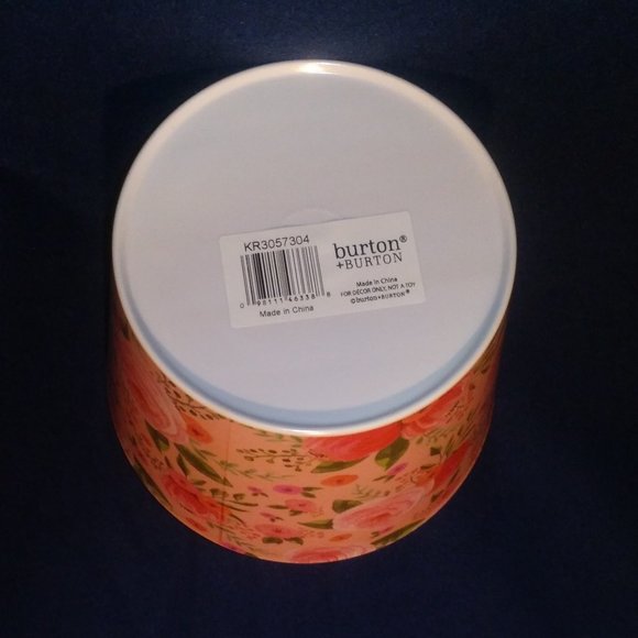 burton+BURTON Pink Camellia Rose Melamine Pot Cover/Vase 5.75" H x 6.75" opening - Picture 3 of 5